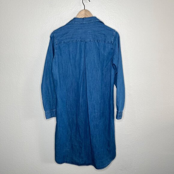 Grayson by Frank and Eileen Womens Cotton Chambray Midi Blue Shirt Dress XS - Picture 9 of 9